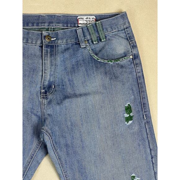 Dodeca Jeans Mens 40x33 Blue Relaxed Baggy Fit 90s Retro Distressed Wide Leg - Picture 2 of 13